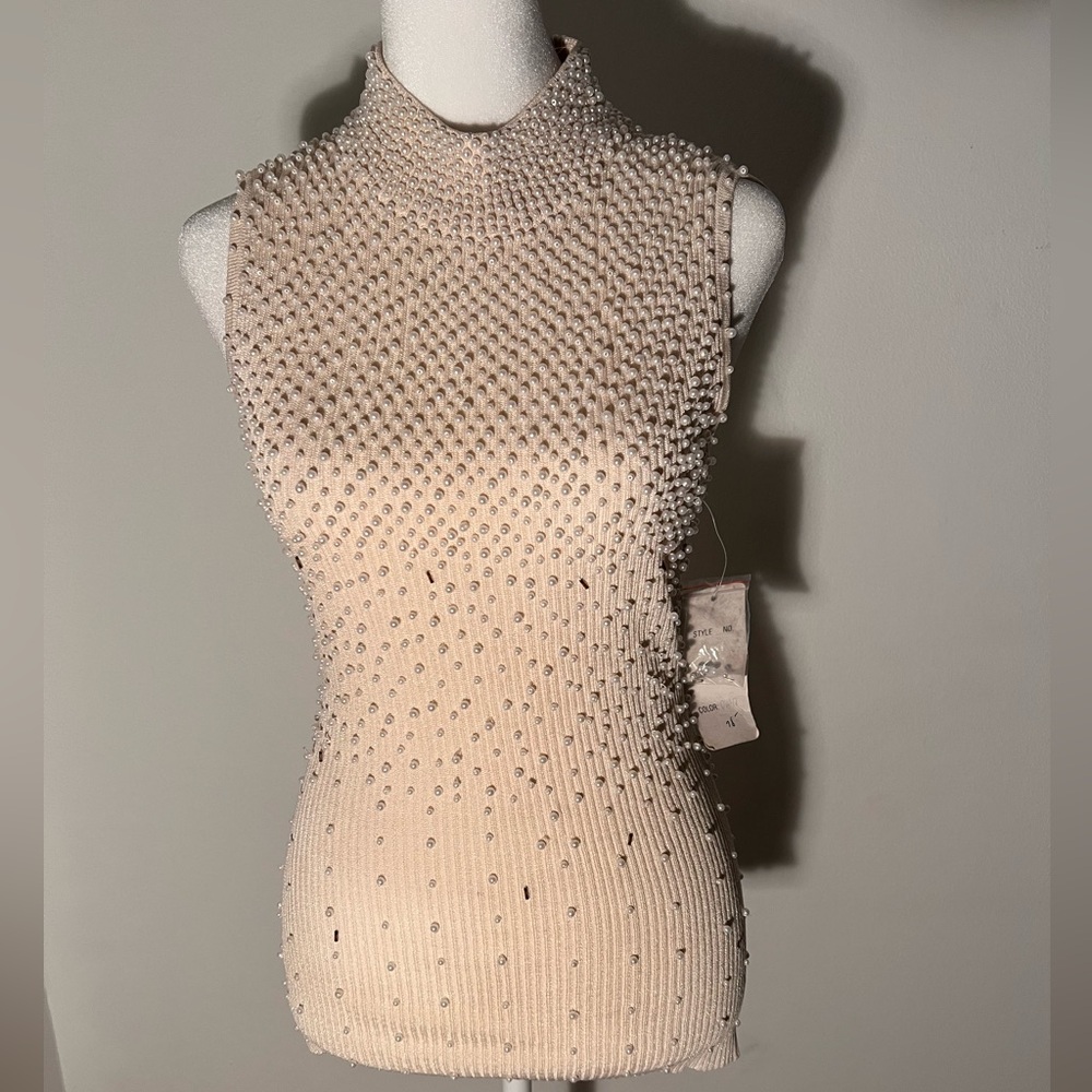 Vintage 80s beaded sleeveless sweater top